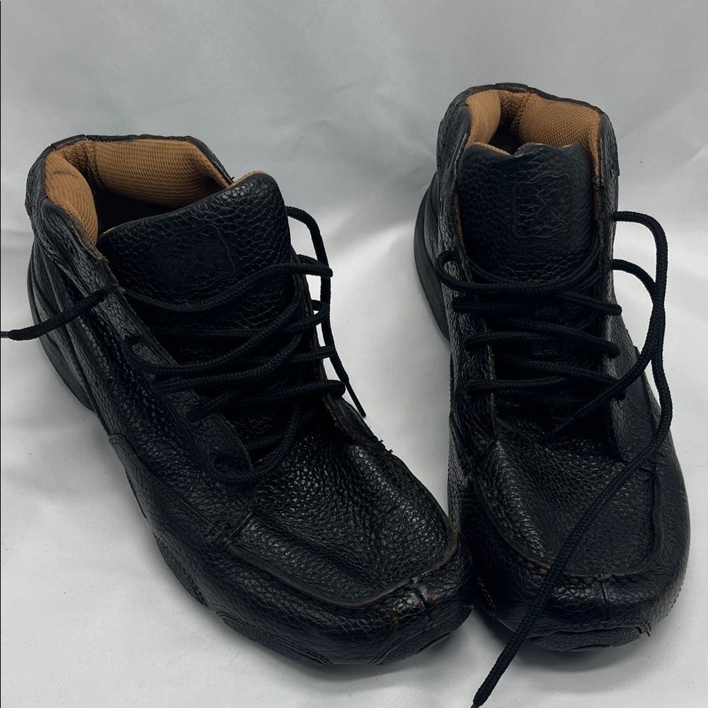 Leather Twisted X Black Lace Up Chukka Driving Mocs Boots